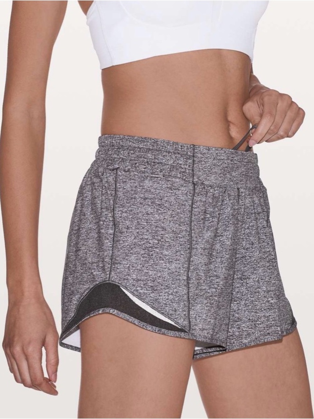 Lululemon Hotty Hot Heathered Black Shorts II *Long 4"